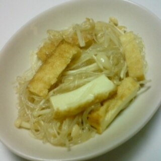 焼き豆腐とえのきと春雨の塩麹炒め